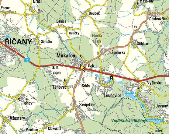  Mapa - okolí Mukařovska
