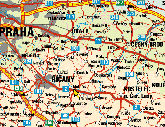  Mapa - širší okolí Mukařovska
